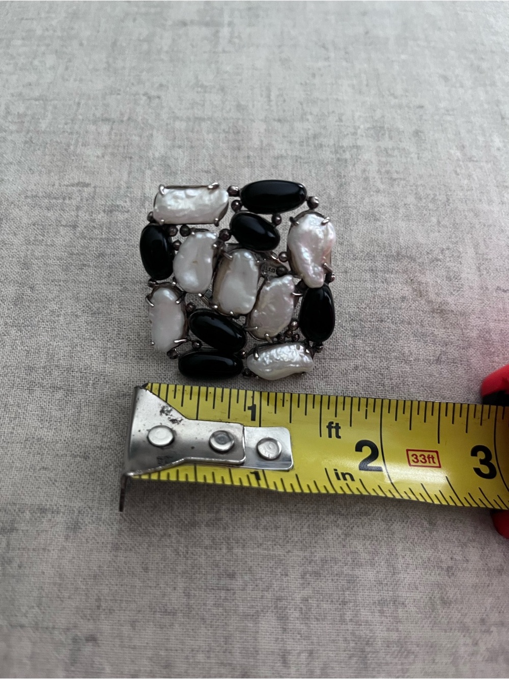 Elegant Black and White Freshwater Pearl Cluster Ring